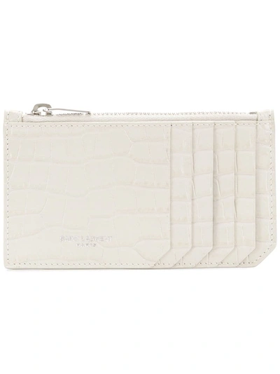 Shop Saint Laurent Fragments Zipped Card Case In White