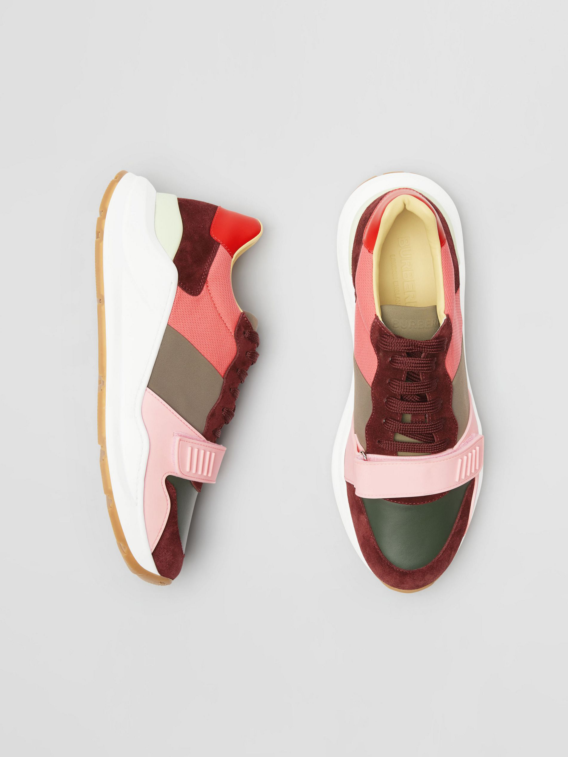 Neoprene Sneakers In Bordeaux/khaki 