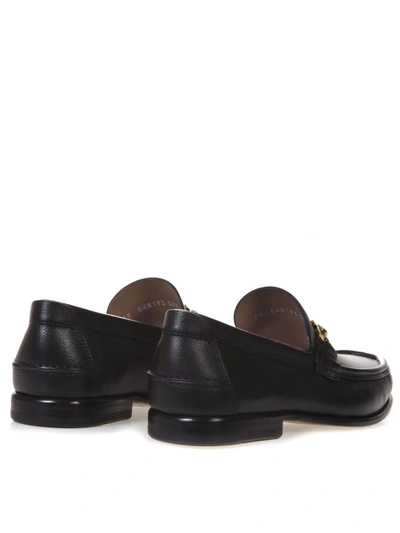 Shop Ferragamo Black Gancio Loafers In Leather