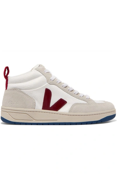 Shop Veja Roraima Rubber-trimmed Mesh And Suede High-top Sneakers In White