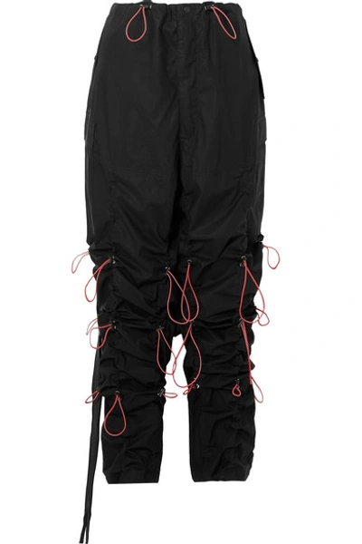 Shop Ben Taverniti Unravel Project Ruched Cotton Cargo Pants In Black