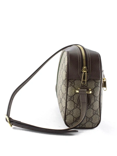 Shop Gucci Ophidia Gg Supreme Canvas Shoulder Bag In Beige