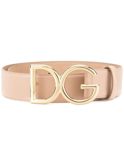 Shop Dolce & Gabbana Branded Buckle Belt In Neutrals