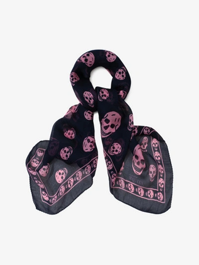 Shop Alexander Mcqueen Classic Silk Chiffon Skull Scarf In Multicolor