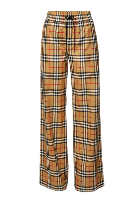 Burberry Checked Cotton Pants In Brown 