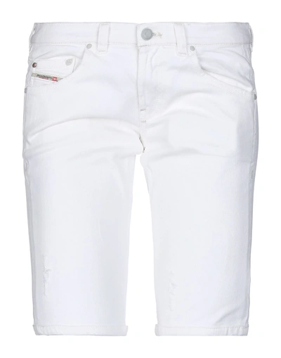 Shop Diesel Denim Shorts In White