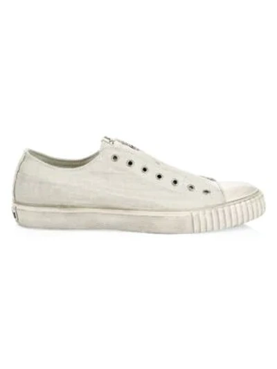 Shop John Varvatos Coated Linen Low-top Sneakers In Bone White