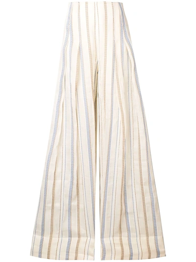 Shop Jacquemus Striped Wide-leg Trousers - Neutrals
