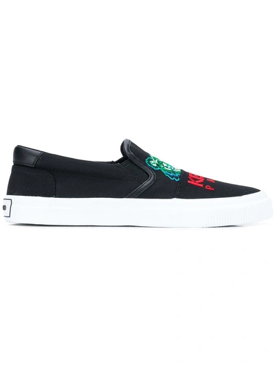 Shop Kenzo Leather Sneakers - Black