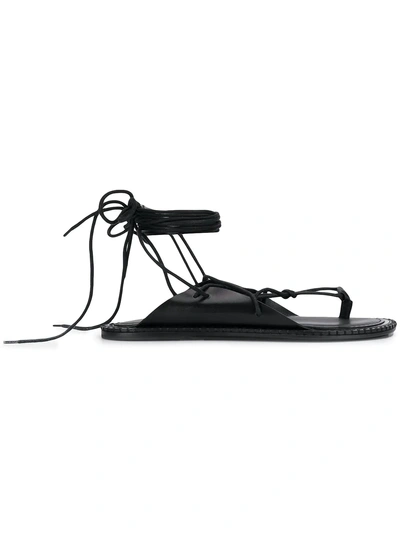 Shop Ann Demeulemeester Ankle Tie Sandals - Black