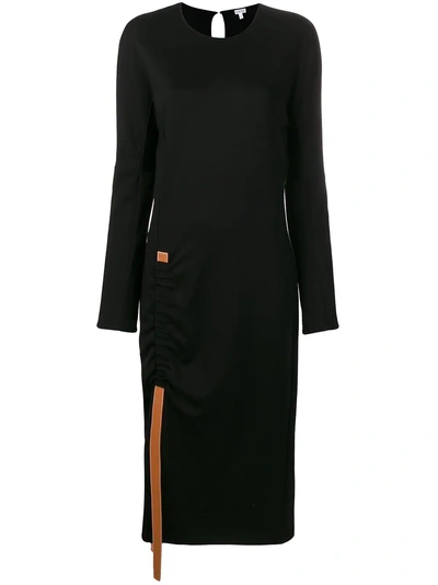 Shop Loewe Side Strap Midi Dress - Black