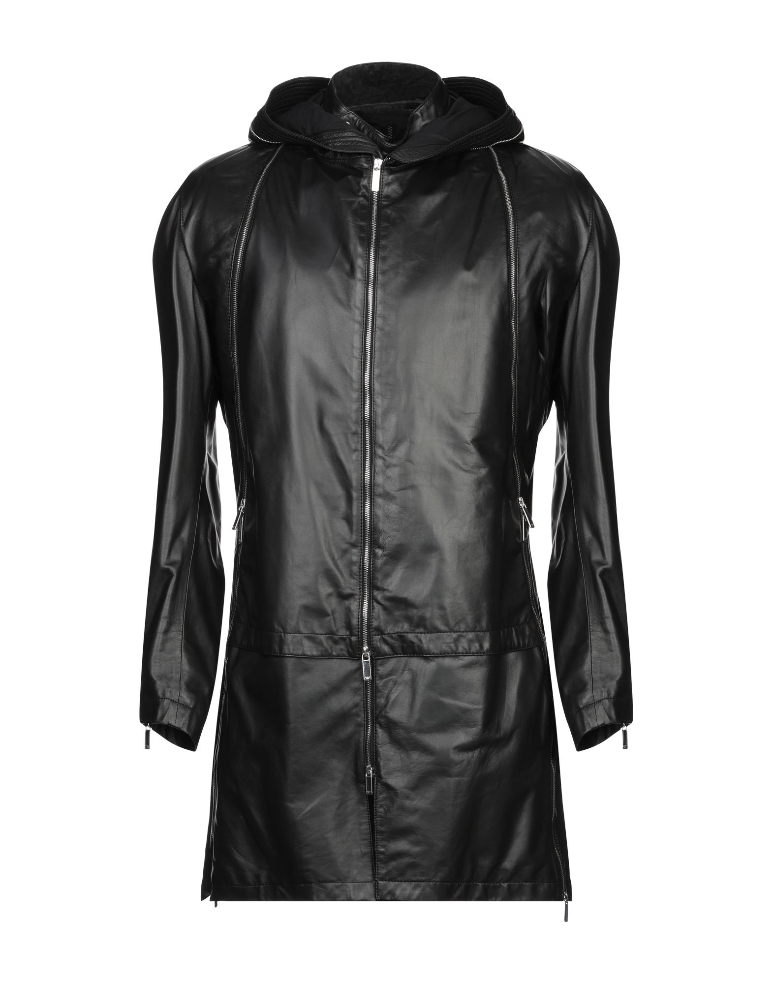 armani leather hooded jacket