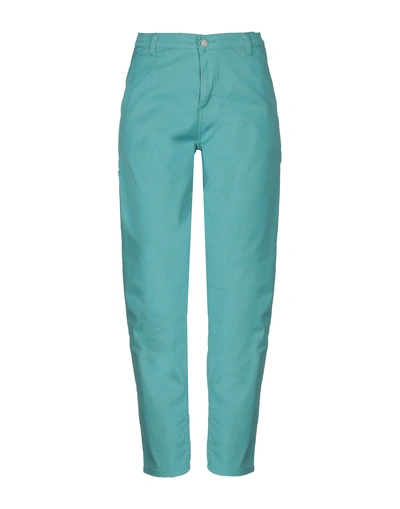 Shop Carhartt Woman Pants Turquoise Size 29 Cotton, Elastane In Blue
