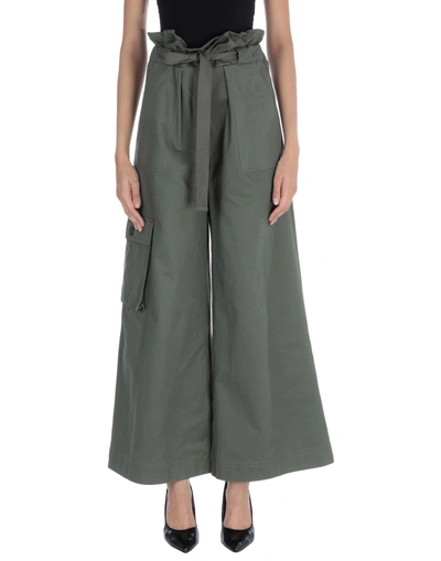 Shop Kendall + Kylie Woman Pants Military Green Size L Cotton