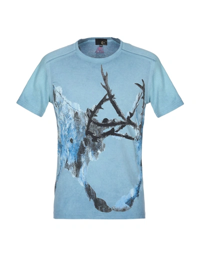 Shop Just Cavalli Man T-shirt Pastel Blue Size 38 Cotton