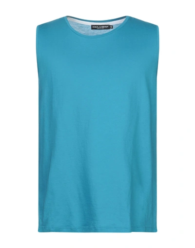 Shop Dolce & Gabbana Man T-shirt Azure Size 44 Cotton In Blue