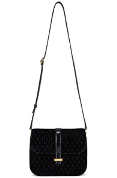 Shop Saint Laurent Suede Monogramme Small Satchel Bag In Black