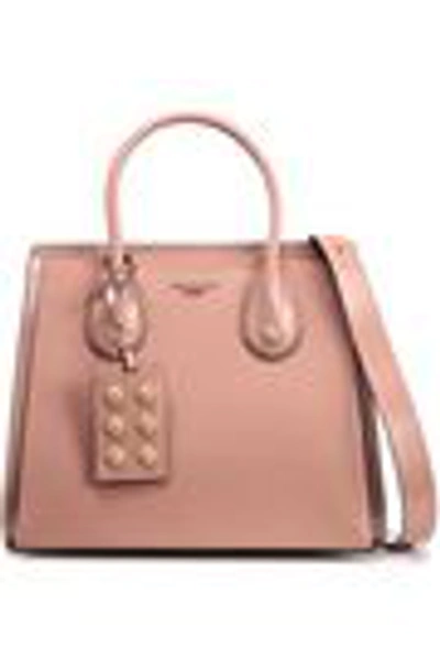Shop Balmain Glossed-leather Tote In Antique Rose