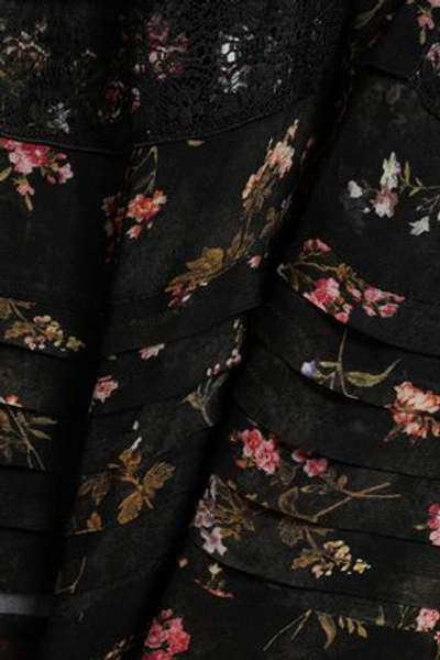 Shop Zimmermann Lace-paneled Floral-print Georgette Blouse In Black