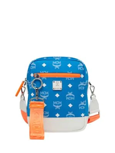 Shop Mcm Mini Resnick Visetos Crossbody Bag In Blue
