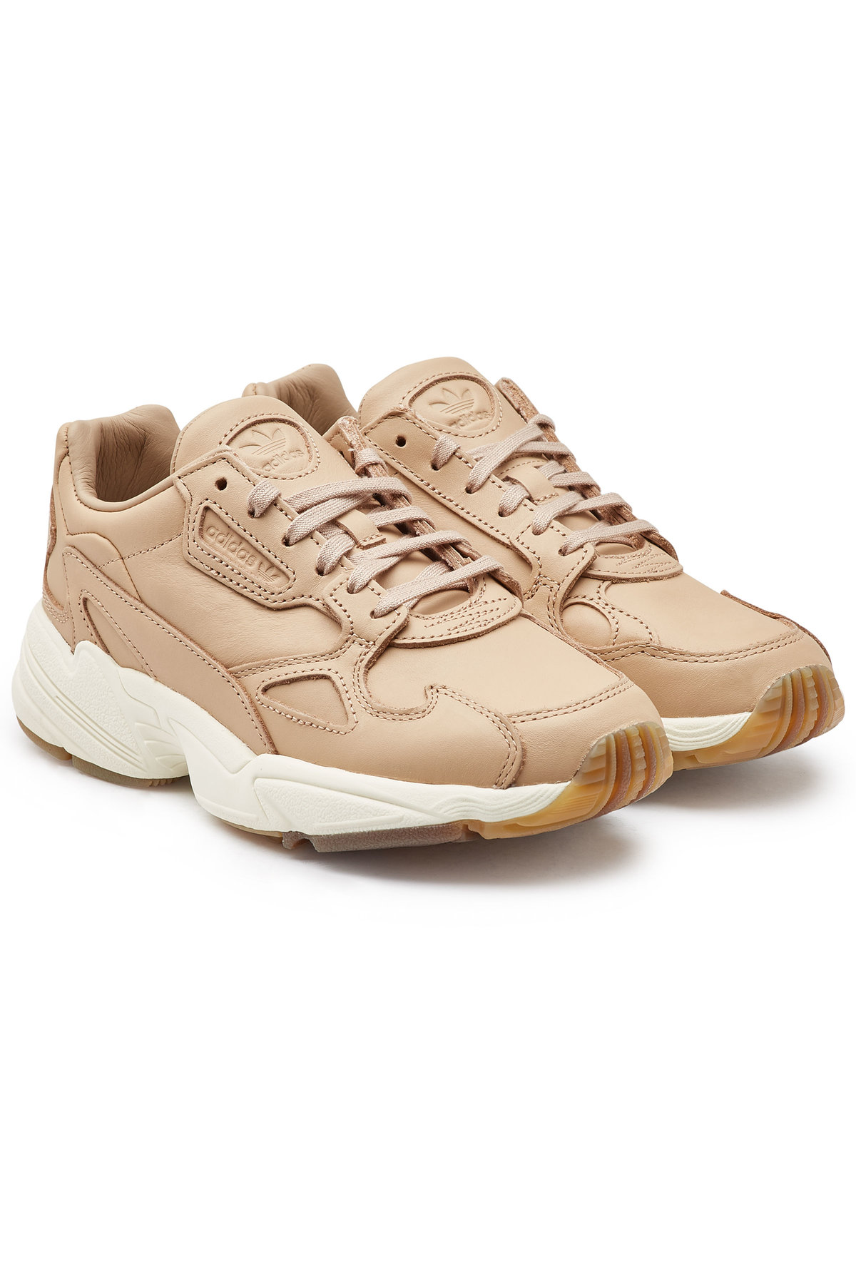 adidas orignals premium leather falcon trainers in beige