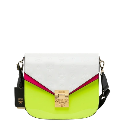 Shop Mcm Patricia Shoulder Bag In Monogram Patent Leather In Bright White