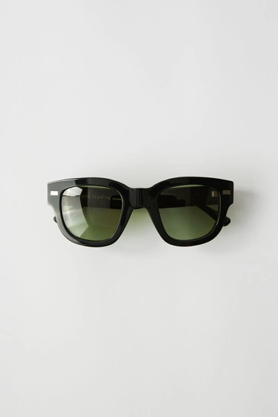 方形镜框眼镜 黑色/绿色