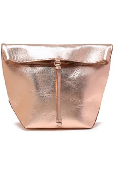 Shop Jil Sander Metallic Textured-leather Clutch In Rose Gold