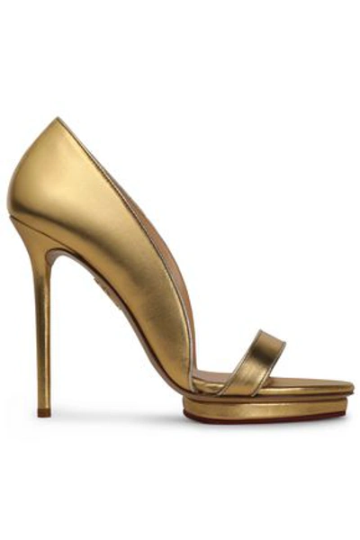 Shop Charlotte Olympia Woman Christine Metallic Leather Platform Sandals Gold