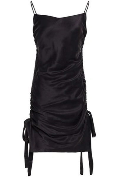 Shop Zimmermann Ruched Silk-satin Mini Dress In Dark Purple