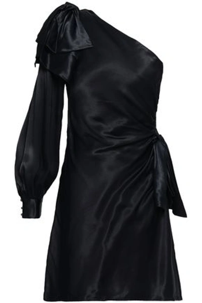Shop Zimmermann One-shoulder Satin-crepe Mini Dress In Black