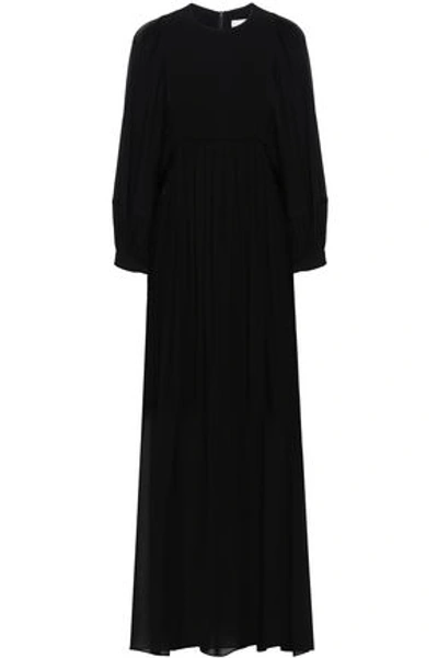 Shop Zimmermann Woman Gathered Crepe De Chine Maxi Dress Black