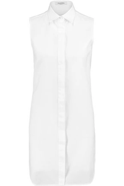 Shop Valentino Woman Cotton-piqué And Silk Shirt White