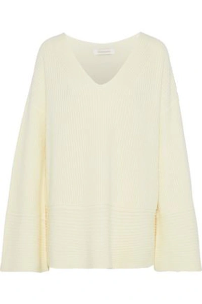 Shop Zimmermann Woman Oversized Ribbed Wool And Cashmere-blend Sweater Ivory