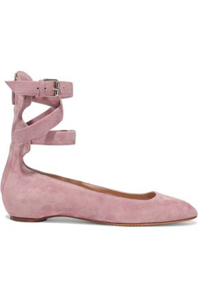 Shop Valentino Suede Ballet Flats In Baby Pink