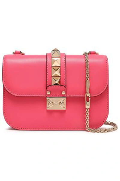 Shop Valentino Garavani Woman Rockstud Lock Leather Shoulder Bag Pink