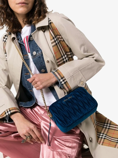 Shop Miu Miu Blue Matelassé Shoulder Bag In F0215 Cobalt Blue