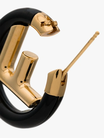 Shop Fendi Mini F Single Hoop Earring In Black