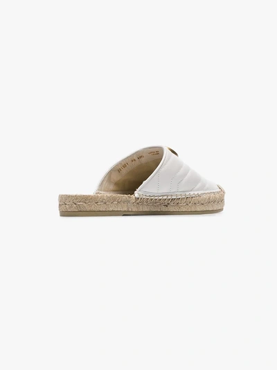 Shop Gucci White Pilar 50 Backless Leather Espadrilles In 9014 Gr.white