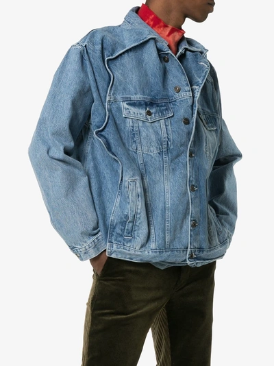 Shop Y/project Y / Project Reconstructed Denim Jacket In Blue