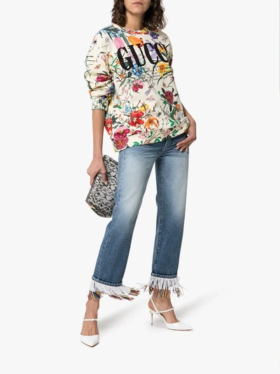 Shop Gucci Oversized Sweatshirt With Logo Print In 9510 Multicoloured