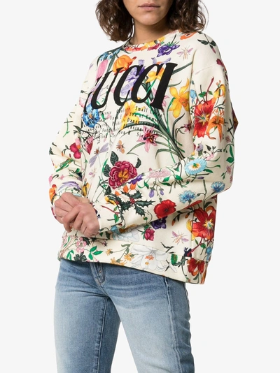 Shop Gucci Oversized Sweatshirt With Logo Print In 9510 Multicoloured