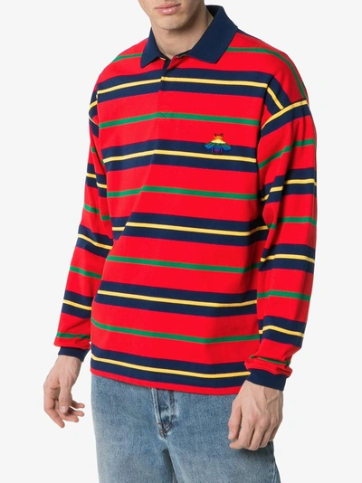 Shop Gucci Striped Polo Shirt In 6057 Red