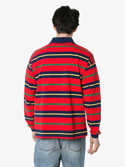 Shop Gucci Striped Polo Shirt In 6057 Red