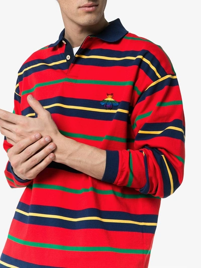 Shop Gucci Striped Polo Shirt In 6057 Red