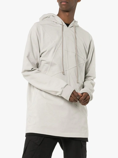 Shop Rick Owens Embroidered Panels Hooded Jumper In Neutrals