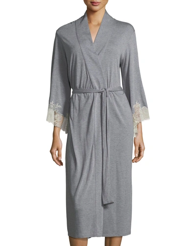 Shop Natori Luxe Shangri-la Knit Robe In Light Gray