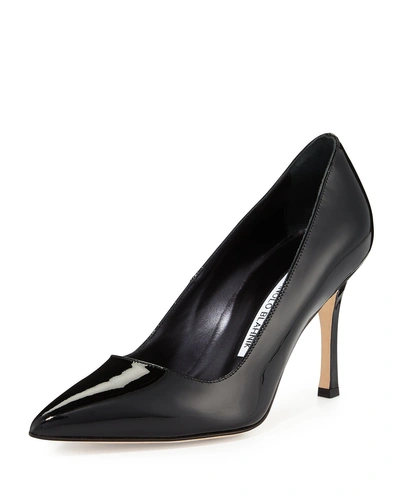 Shop Manolo Blahnik Bb 90mm Patent Leather Pumps In Black