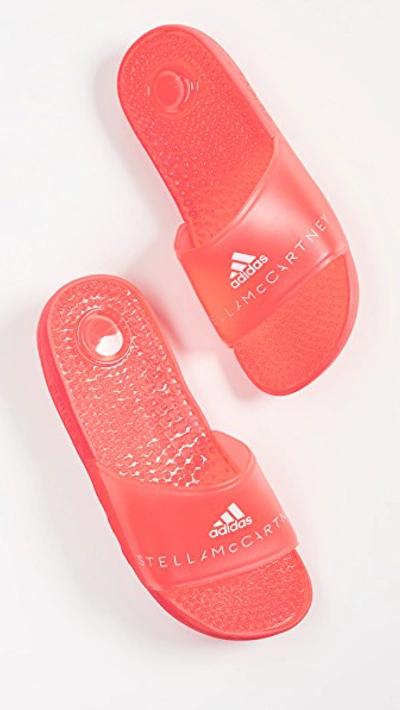 Shop Adidas By Stella Mccartney Adissage Slides In Turbo/turbo/white