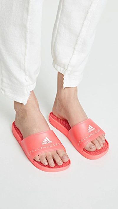 Shop Adidas By Stella Mccartney Adissage Slides In Turbo/turbo/white